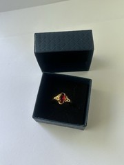 Vintage Red Cubic Zirconia Ring Gold Plated Womens Size 9.5