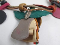 Vintage Artisan Necklace Siesta Polymer Clay Convertible pin pendant OOAK