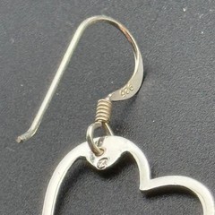 Vintage Sterling Silver Open Heart Dangle Earrings 925 Minimalist Romantic Gift