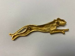 Vintage Jackie Collins Cougar Cheetah Jaguar Cat Brooch Green Rhinestone Eyes