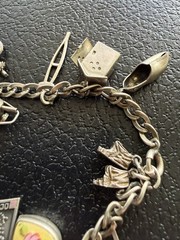 Vintage Sterling Silver Guilloche Hearts Turtle Articulated 19 Charms 44g