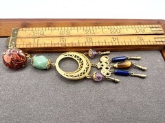 VTG Chandelier Gemstone Bead Pierced Earrings Saks Fifth Ave NOS RO-DO 1980s
