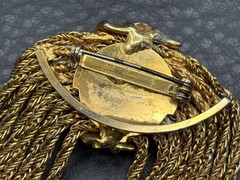 Vintage 80s Huge Multi Strand Woven Chain Tassel Gold Tone Brooch Runway READ