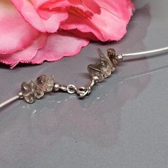925 Sterling Silver Smoky Quartz Beaded Choker Necklace 17.5″ Chain Gemstone