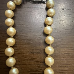 Vintage Glass Pearl Necklace Hand Knotted GSILVER Filigree Clasp 32 Grams, Cream