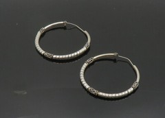 925 Sterling Silver Vintage Shiny Wrapped Swirl Hoop Earrings EG10130