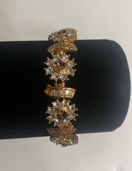 Camrose & Kross Jackie Kennedy Vintage Amber Gold Tone Flower Link Bracelet