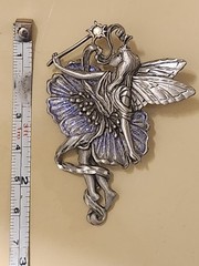 Vintage JJ Fairy Brooch Large Enamel Wings Magic Wand Fantasy Pin