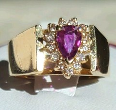 14k yellow gold 0.66ct natural diamond size 5.5 ring ruby vintage heated 4.8gr