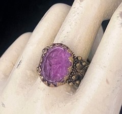 Scarab Ring Egyptian Beetle Antique Czech Glass Egyptian Revival Jewelry