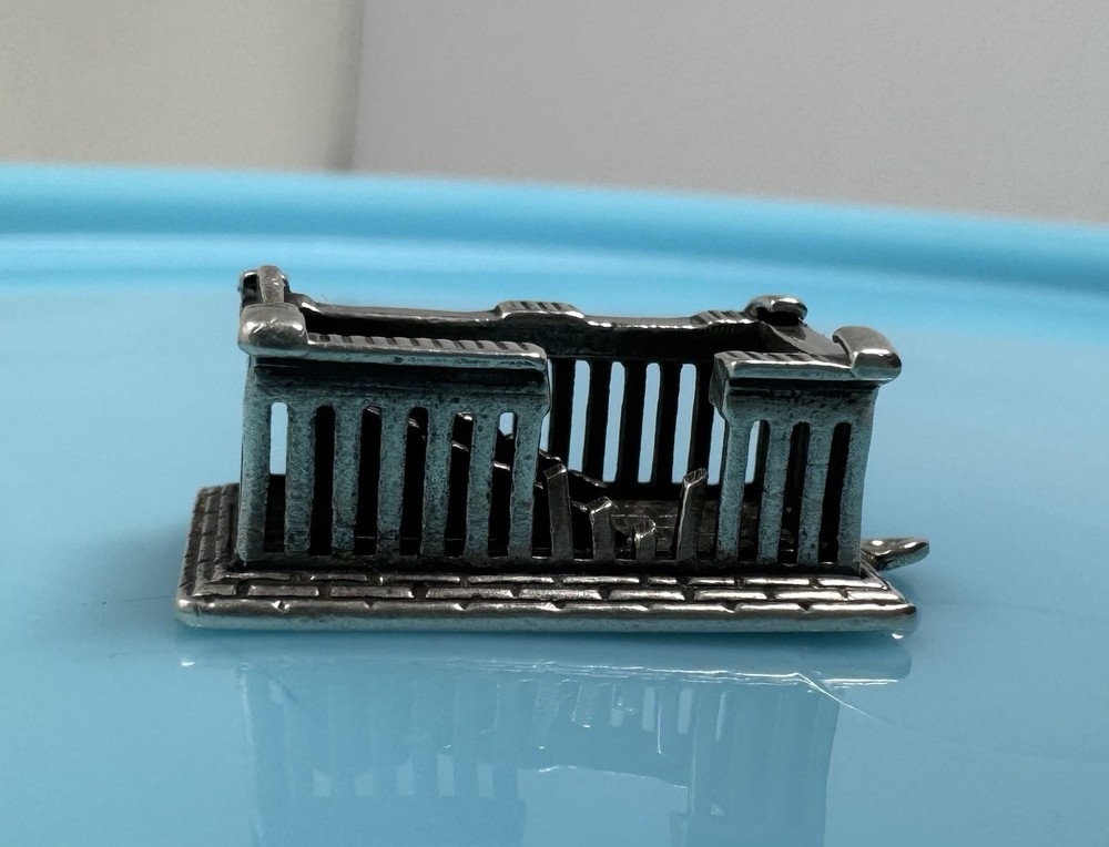 Vintage 935 Silver Detailed Parthenon Athens Acropolis Greece Ruins Charm 6g