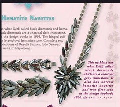 VTG Juliana D&E Black Hematite Navette Rhinestone Necklace Book Piece Statement