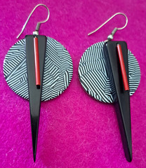 Vintage Modern Lucite Geometric Earrings Layered Lucite Abstract Mod Earrings