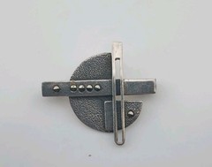 Vintage Sterling Marcasite Modernist Brooch Brutalist Geometric Abstract Pin