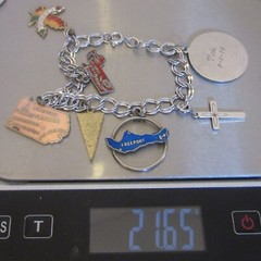 vintage Sterling Silver Enamel State Map Charm Bracelet Souvenir PA MA 7P
