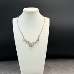 Vintage Style Silver Tone Rhinestone Filigree Dangle Choker Necklace Women’s