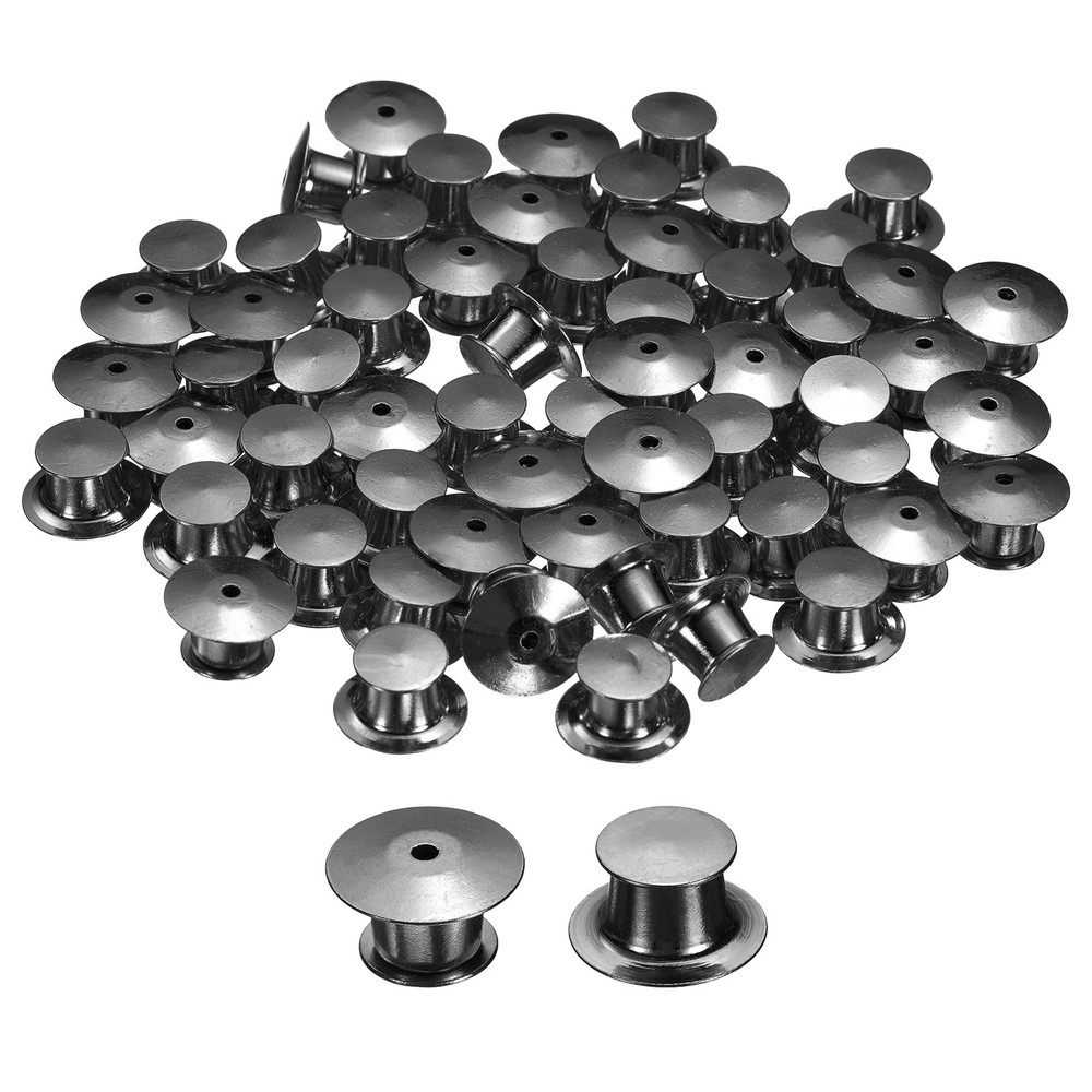60Pcs Metal Locking Pin Backs, Pin Keepers Locking Clasp, Metallic Black