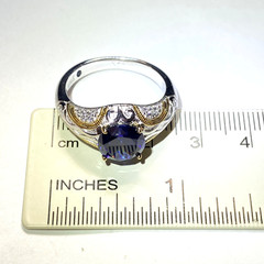 Vintage Sterling Silver Gold Plated Vanna K White & Blue CZ Ring Size 10