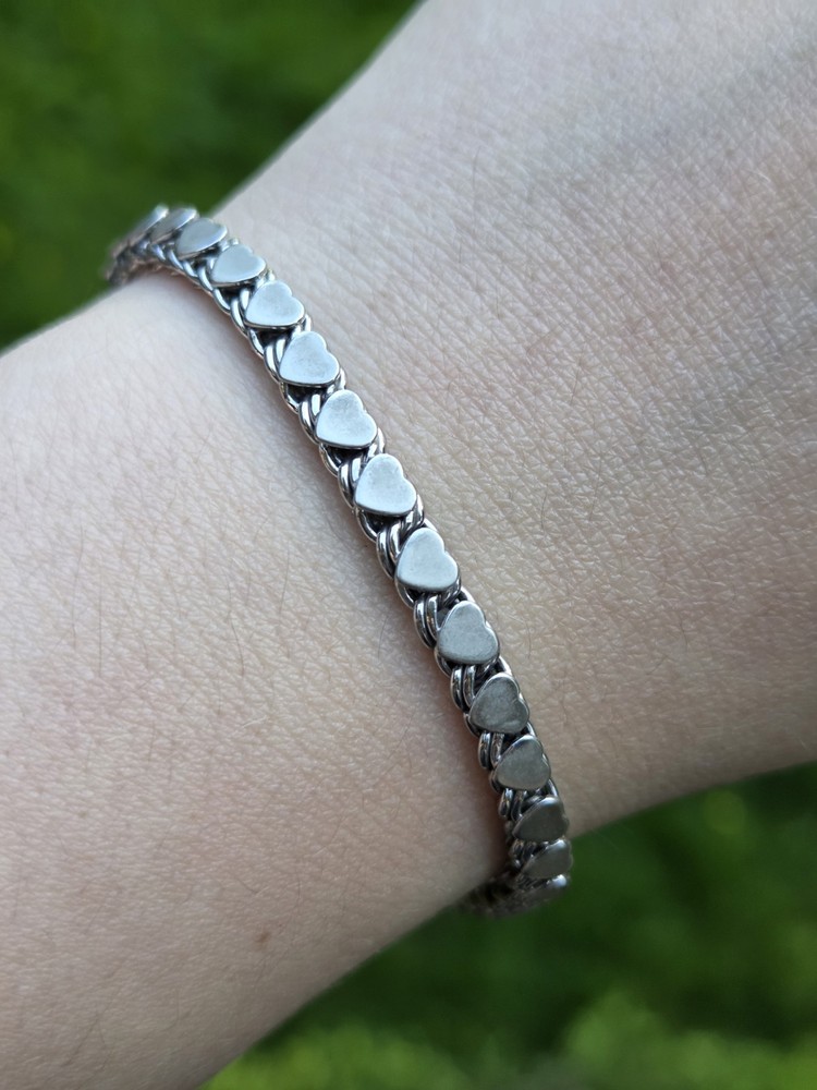 Vintage Monet Endless Heart Bracelet Silver Tone Dainty Stacker