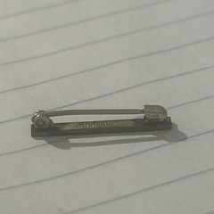 Vintage Engraved Metal Bar Brooch Gold Top