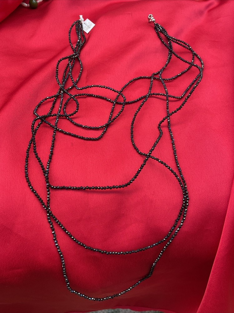 VINTAGE NWT THAI FACETED MARKASITE SWIRL NECKLACE 925 CLASP 4 STRING