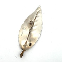 Vintage Stuart Nye Matte Finish Sterling Silver Leaf Brooch