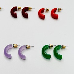 Vintage KJL by Kenneth Jay Lane half hoop Lucite earrings signed – 8 pair