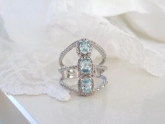 New Natural Blue Topaz Modern Sterling Silver 925 Ring Size 7