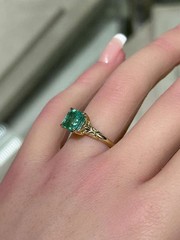 Art Deco 3.20 Ct Natural Emerald Vintage Engagement Ring 14K Yellow Gold Finish