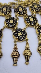 Vintage Y2K GOLD TONE Dangle Medallion Chain Necklace Boho Steampunk Ethnic EUC