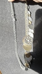 VTG Multi Disc Silver Gold Copper Tone Coin Shaped Charms Necklace 9”