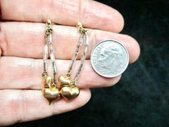 Vintage-Valentine’s Day Bugle Bead & Puffed Heart Pierced Earrings