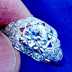Original EARTH MINED DIAMOND Deco Engagement Ring Vintage PLATINUM Solitaire S 6