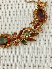 JULIANA D&E Iridescent Watermelon Art Glass Rhinestone Bracelet! SPECTACULAR!!