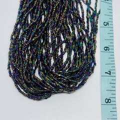 Vintage Oil Slick Iridescent Bead Torsade Necklace Statement Brass Boho Chic