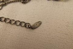 VCLM Filigree Crystal Station Necklace – Dark Silver Tone Chain