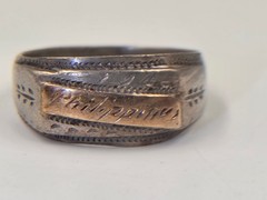 WW2 WWII Military Men’s Sterling Silver Philippines 1942? Signet Ring Size 8.5