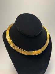 Vintage Choker Collar Necklace Gold Tone with Unique Metalwork Details See Pics