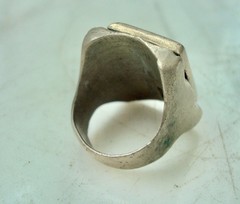 HEAVY 1940’s Vintage “K” MONOGRAM Initial Nickel-Plated Brass BIKER RING Size 9