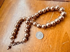 Vintage Gold Tone Metal Beads Strung on Chain Choker Necklace ~ 16″