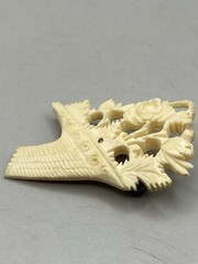 Vintage/Antique Carved Brooch Flower Bouquet Intricate Ivory Color