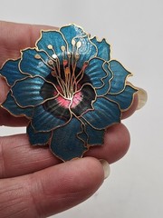 Vintage Cloisonne Brooch Lot Of 2, 1 Flower, 1 Butterfly. Unmarked