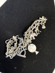 Signed Judy Lee Vintage 12 Charm Bracelet Travel Some Sterling