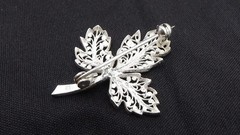 Vintage 835 Silver European Filigree Leaf Brooch