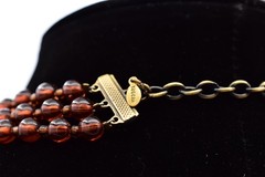 Yosca Vintage Amber Lucite Bead Cluster Statement Necklace Bib Signed 80s Bin3B
