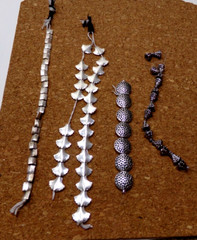 LOT OF FIVE SILVER TONE METAL BEAD STRANDS 8 – 16 mm bz8cr v88cr k50