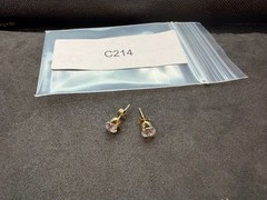 0.68g Vintage Sterling Silver 925 Round Clear Sparkling Stud Earrings M