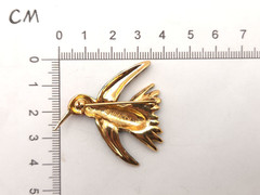 Vintage Signed MMA Metro Museum of Art Green Red Enamel Hummingbird Brooch Pin