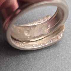 Vintage Rogers Bros Silver Plated Spoon Ring Size 10 Floral Scroll Band Upcycled