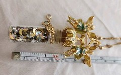 Vintage RARE HTF Retired Kirks Folly Angel Folly Dust Necklace/Pin w/Box 36″